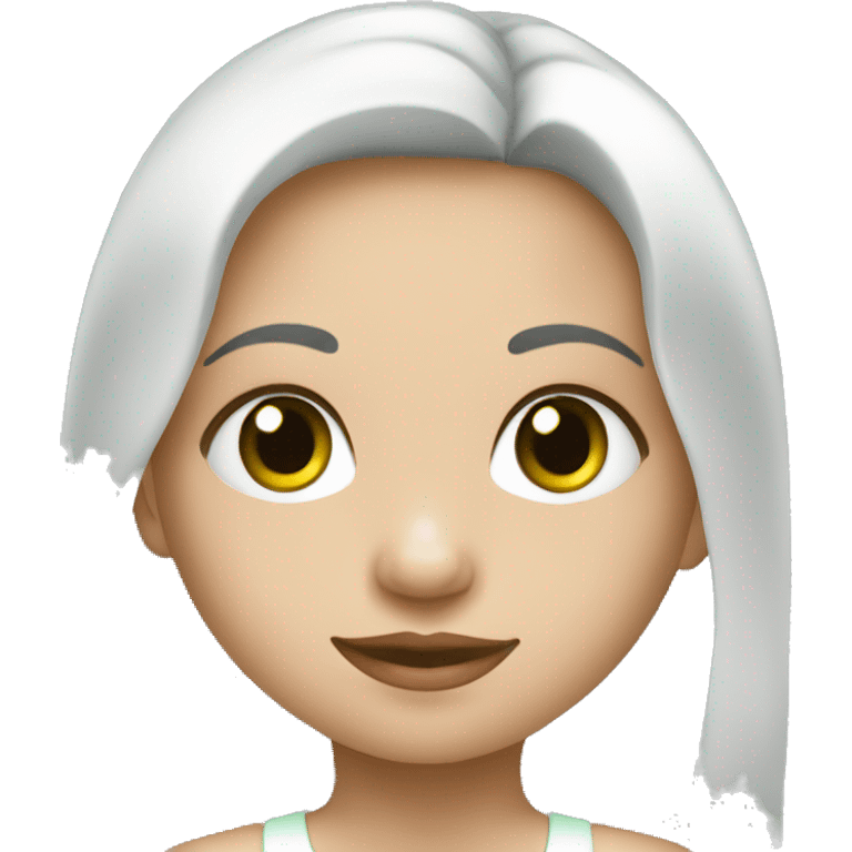 Niña de piel blanca con ojos verdes y pelo liso emoji