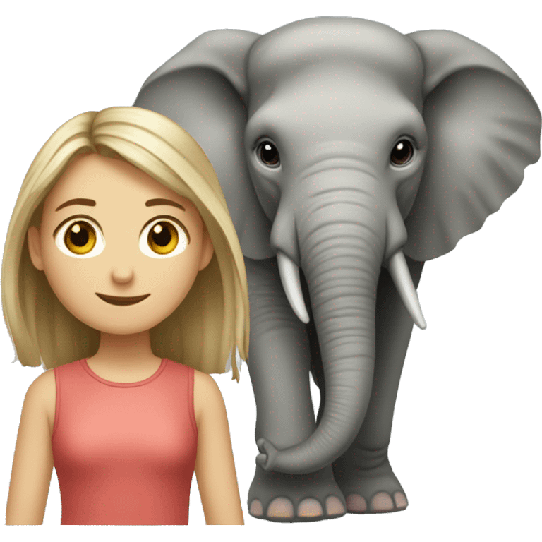 a caucasian girl and an elephant emoji