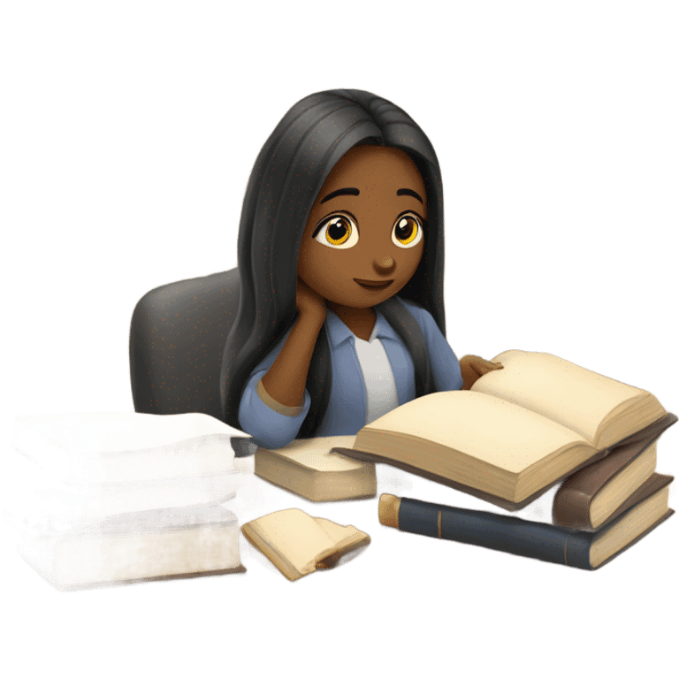 long hair girl studying  emoji