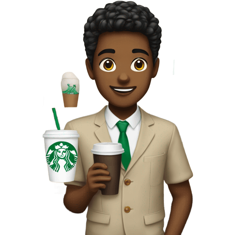 Preppy kid with Starbucks  emoji