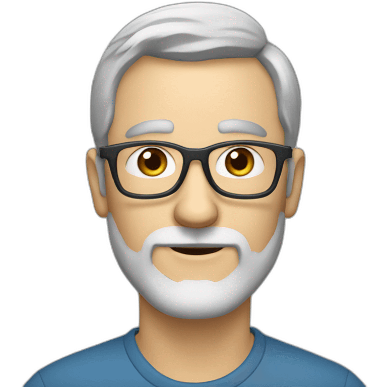 40 year old white man with grey hair and grey beard and dark glasses and long thin nose emoji