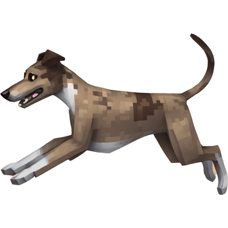 Minecraft pixel brindle greyhound running  emoji