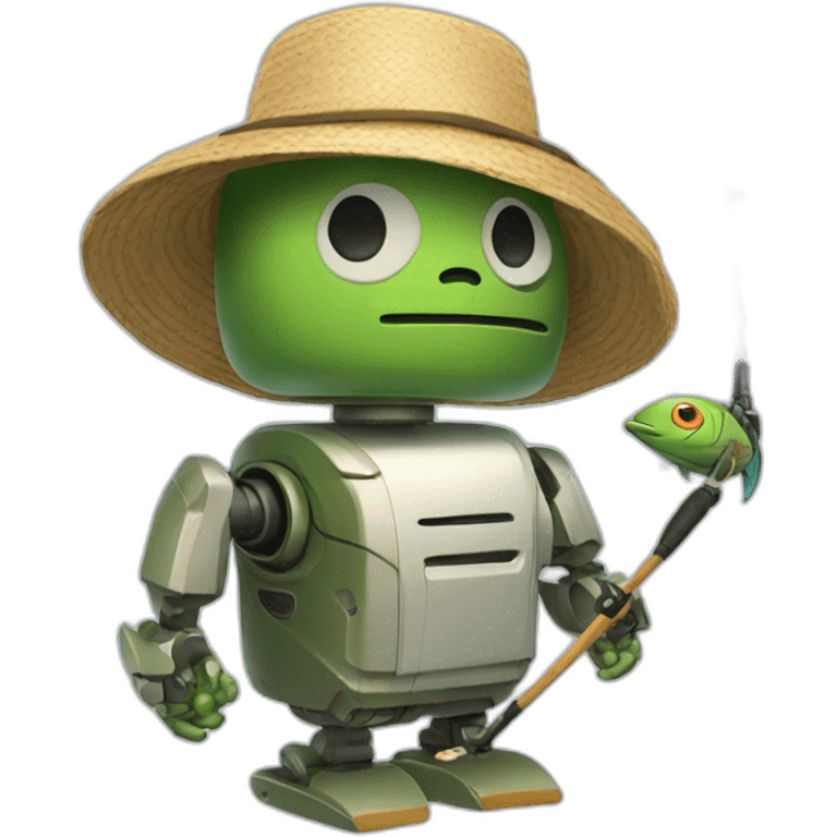 robot with fishing rod and strawhat emoji