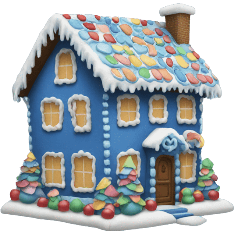 Blue gingerbread house emoji