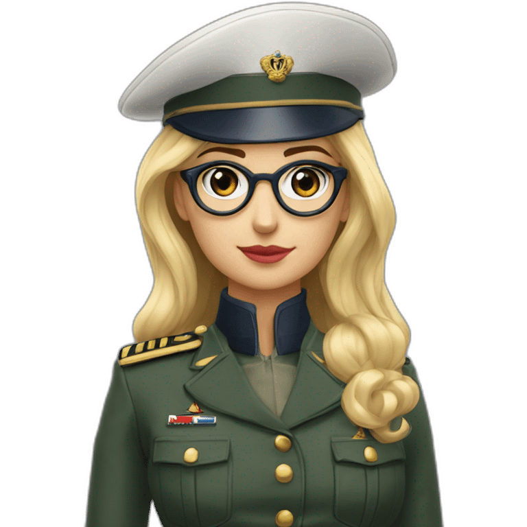 maeva sergent militaire francais blonde yeux bleu et lunettes emoji