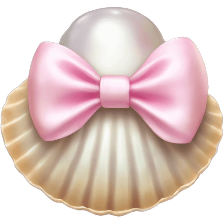 Pearl shell and light pink bow emoji