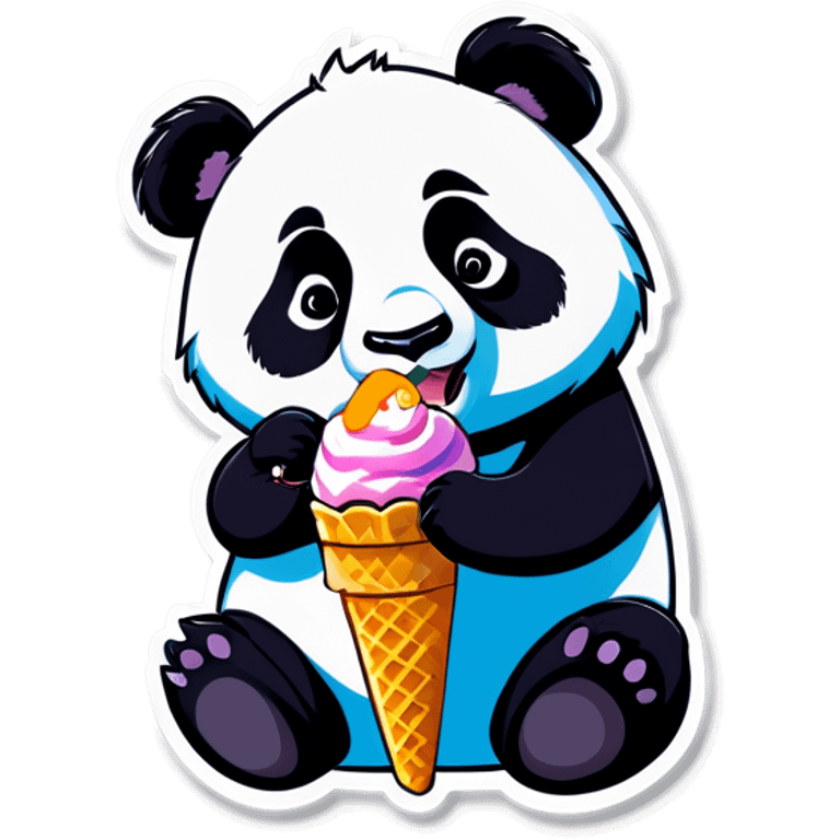 Panda eating ice cream emoji