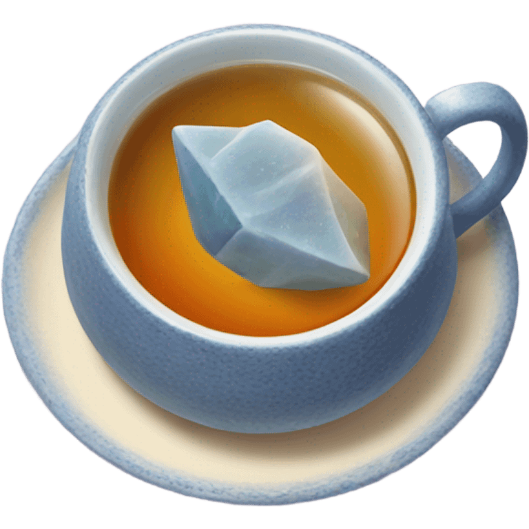 Moon stone tea in a blue tea cup emoji