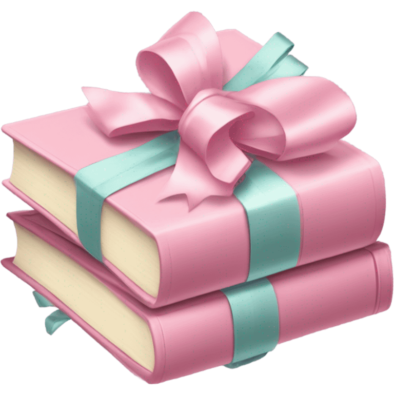 pastel pink stack of books with bow emoji