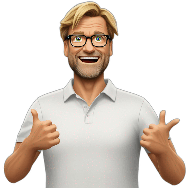 Jurgen Klopp shoulder shrug with hands up emoji