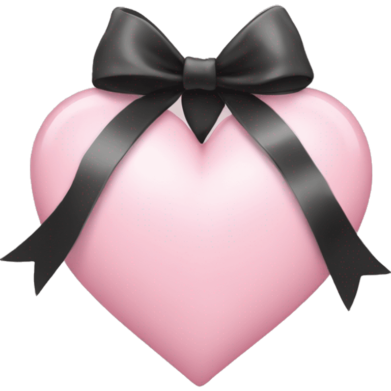 light pink heart with a black bow  emoji