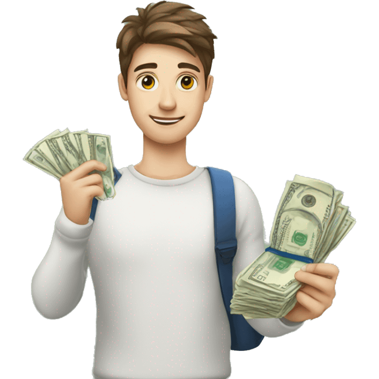 A European Student and money in hand emoji