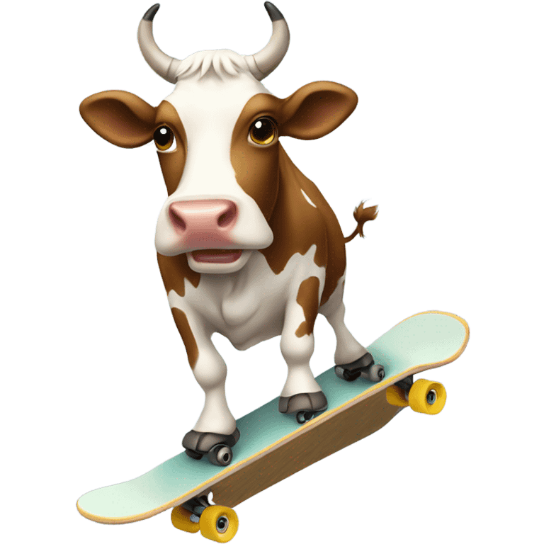 Cow skate boarding emoji