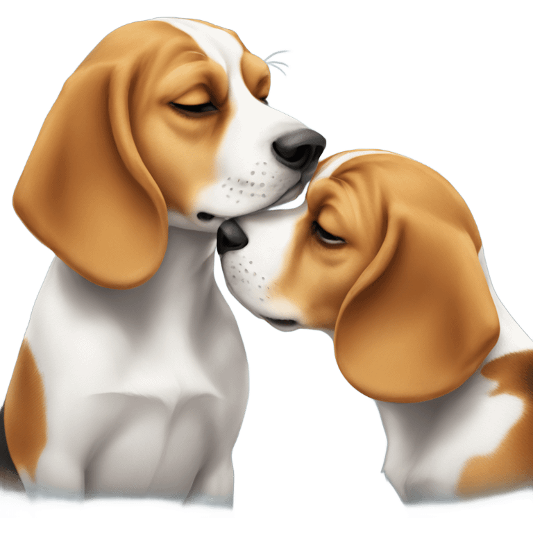 Beagles kissing emoji