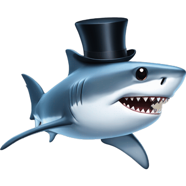 Shark with a top hat emoji