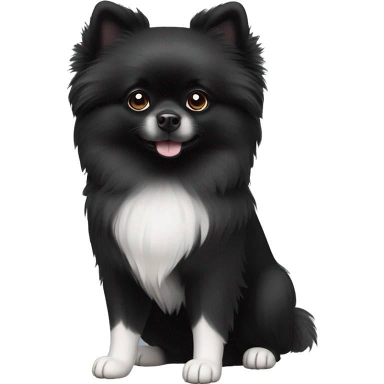 Black Pomeranian with white paws and white chest emoji