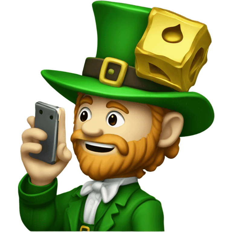 A leprechaun playing block blast on theory phone emoji