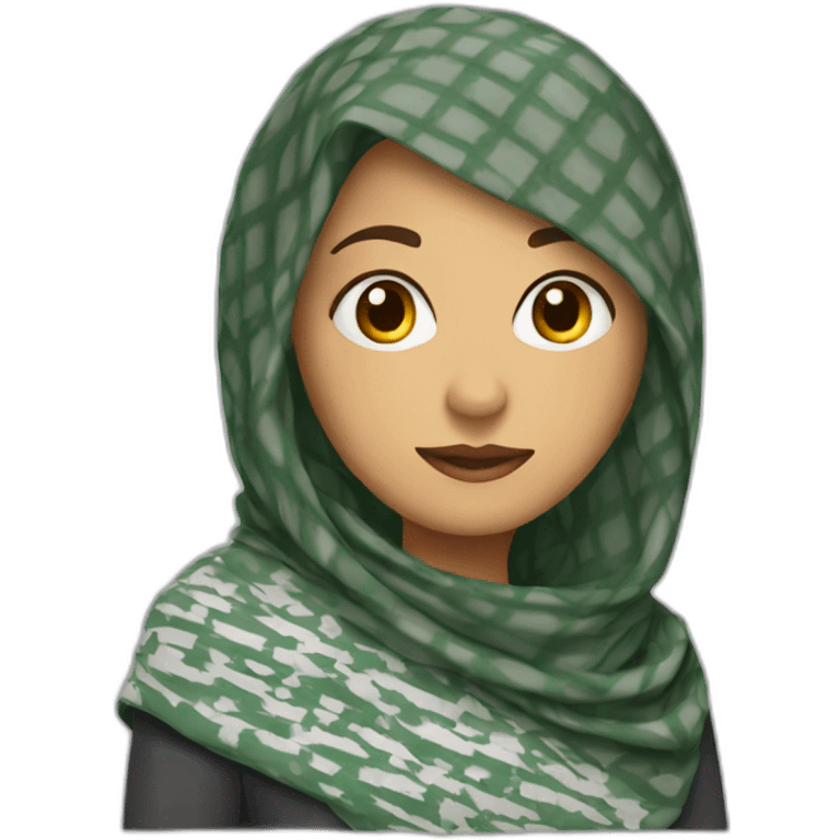 Girl wearing keffiyeh emoji