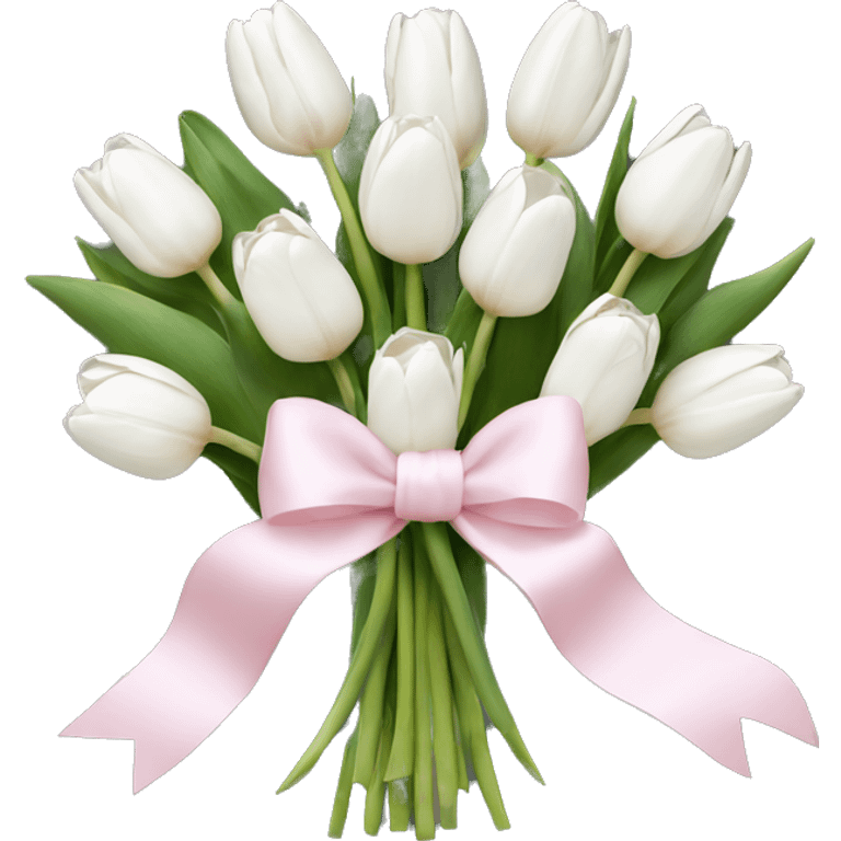 White tulips bouquet with light pink bow  emoji