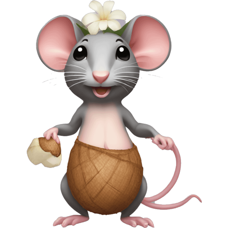 Rat wearing coconut bra emoji