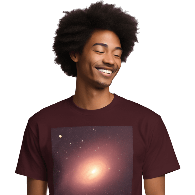 Person wearing maroon vintage sepia T shirt with nebulas galaxies and constellations star map celestial illustration t shirt emoji