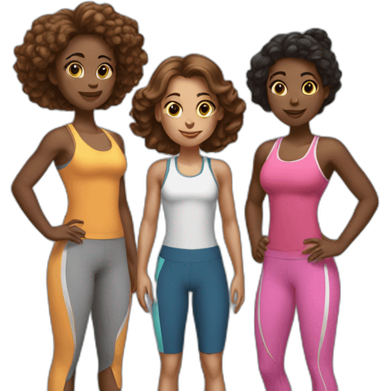 Three girls in gym attire  emoji