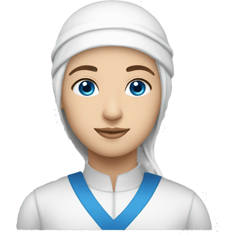 russian muslim with blue eyes and white skin in scullcap emoji