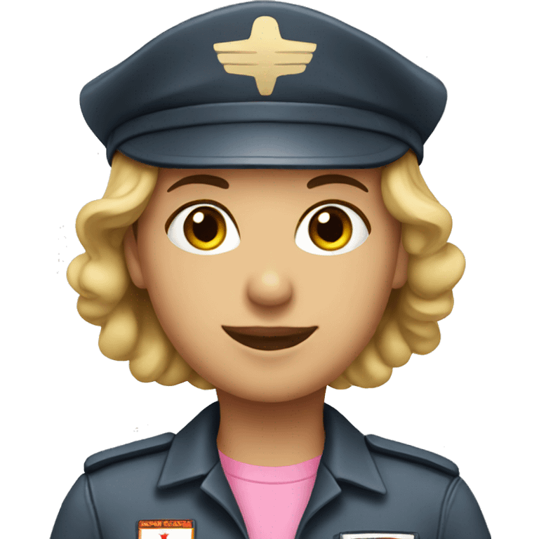 Female pilot wearing pink  emoji