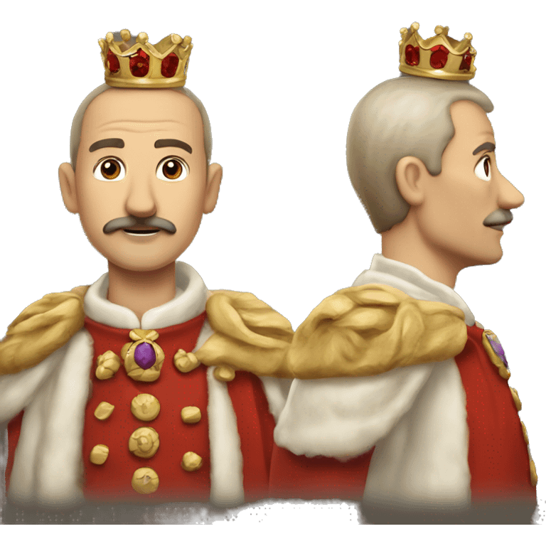 Create a classic emoji with a friendly man with an imperial crown on his head, a straight brown moustache, an ermine coat over his shoulder and the number 5 on his crown. His clothes are red. emoji