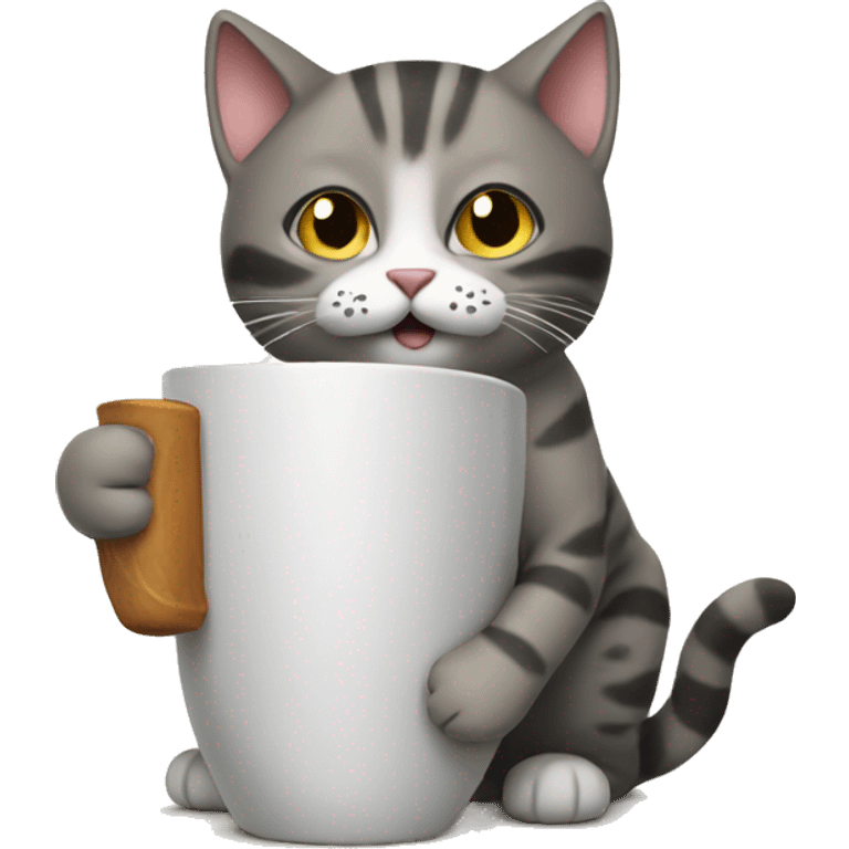 a cat holding a cup emoji