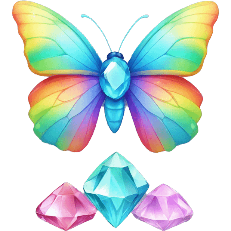 One Rainbow-Diamond-Gem-Butterfly-Crystal-Fly emoji