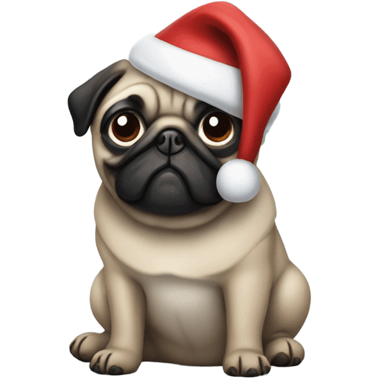 Pug using a Santa hat emoji