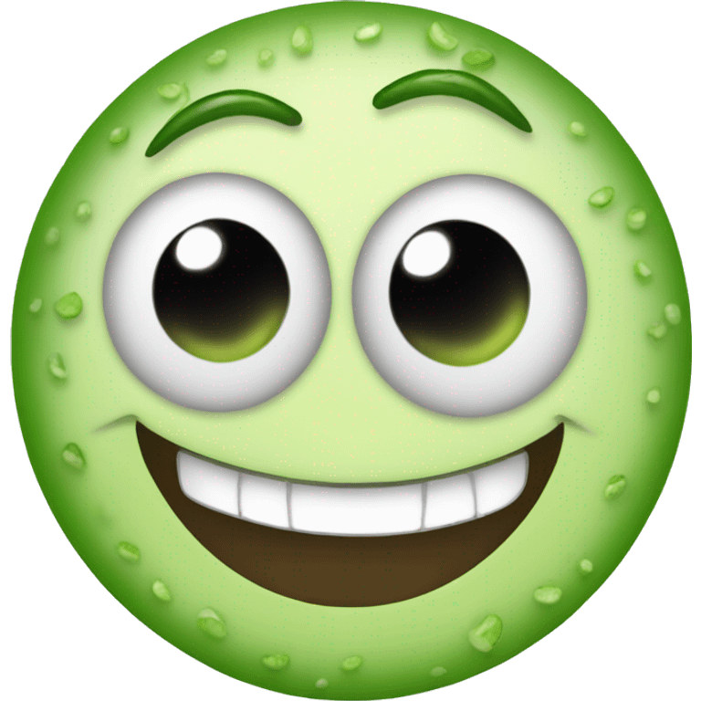 Emoji with cucumber eyes and a big smile emoji