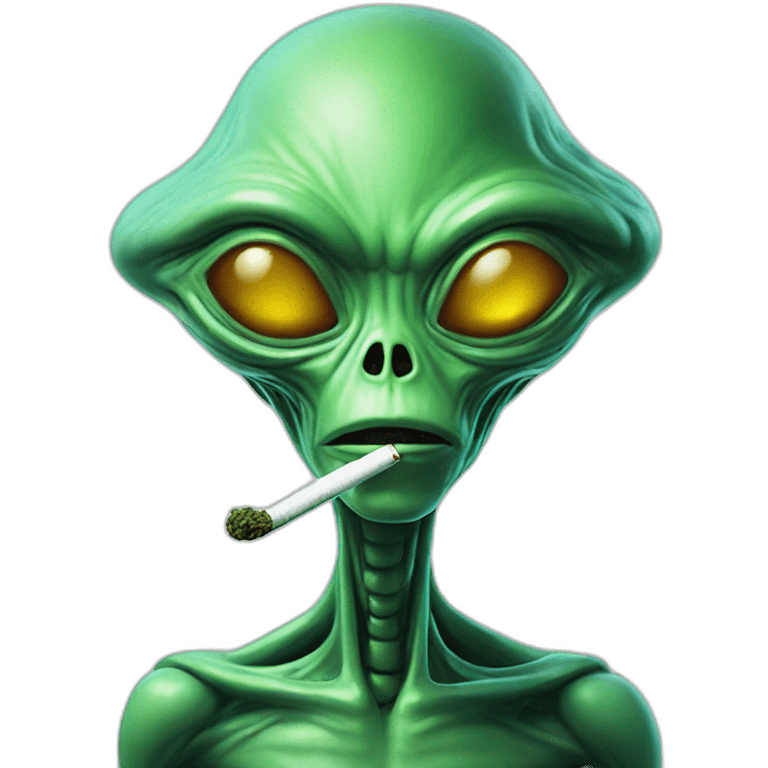 Alien smoking weed Below a ufo emoji