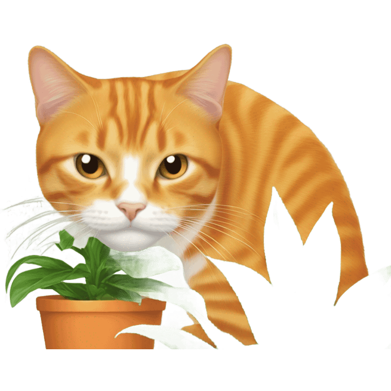 Orange cat eating houseplant  emoji