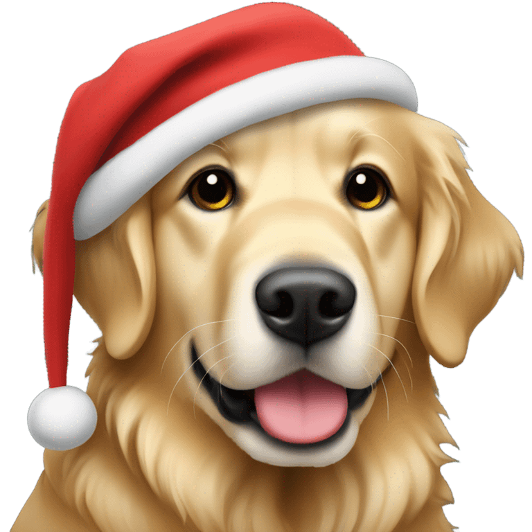 Golden retriever con gorro navideño emoji