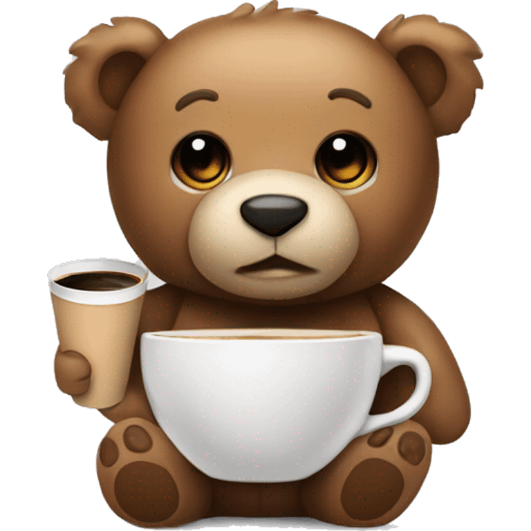 Teddy bear with coffee emoji