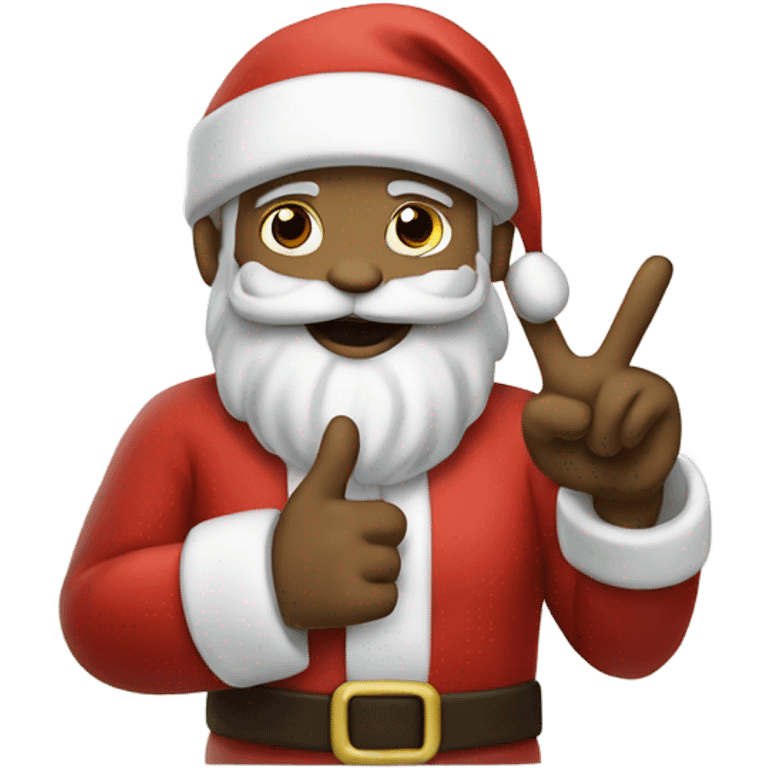 Santa doing a peace sign emoji