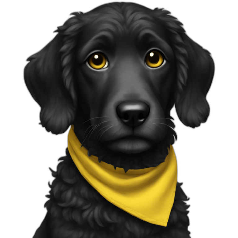 A single black doodle with short hair and a yellow bandana emoji