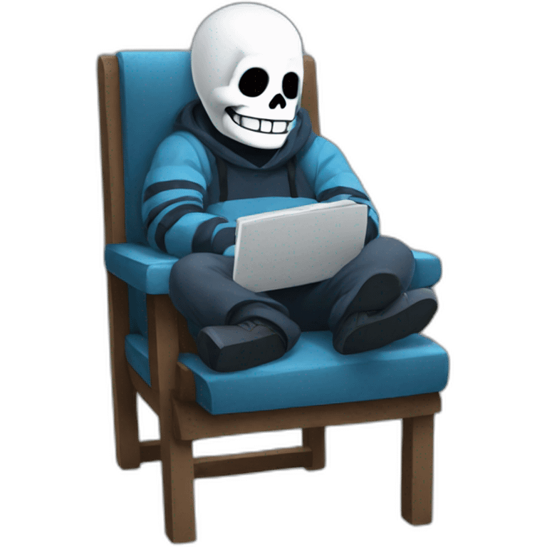 undertale sans sitting on the chair, game style emoji