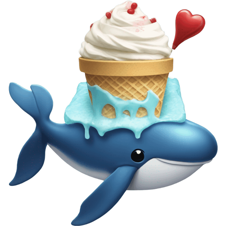 Whale eating ice cream emoji