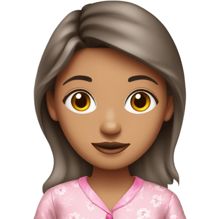 brunette girl with medium skin tone in pink silk pyjamas emoji