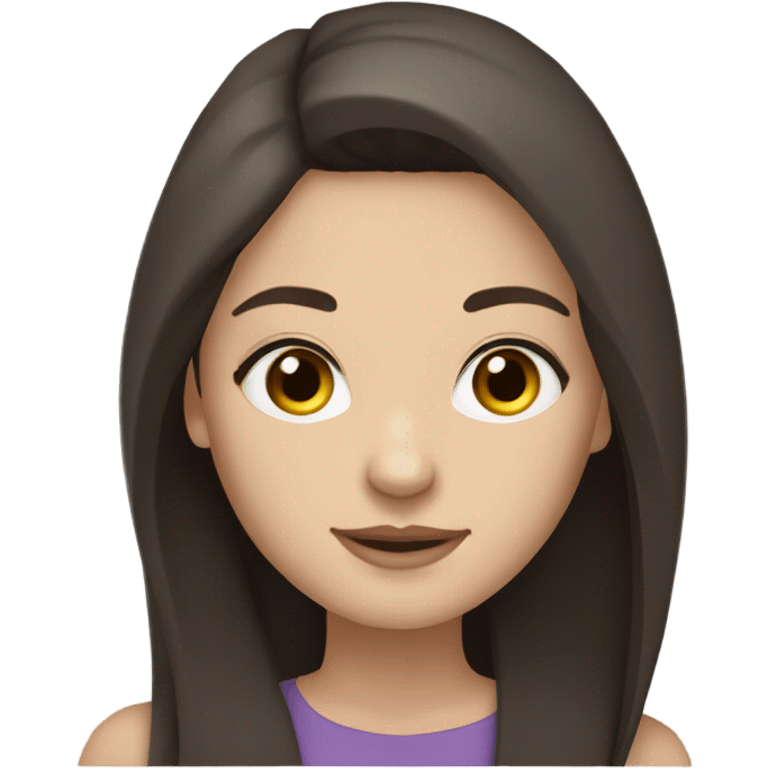 Dark brown hair dark brown eyes long straight hair white skin woman emoji