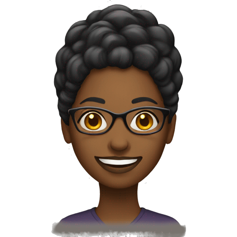 A black woman with glasses and smile elusive-mysterious emoji