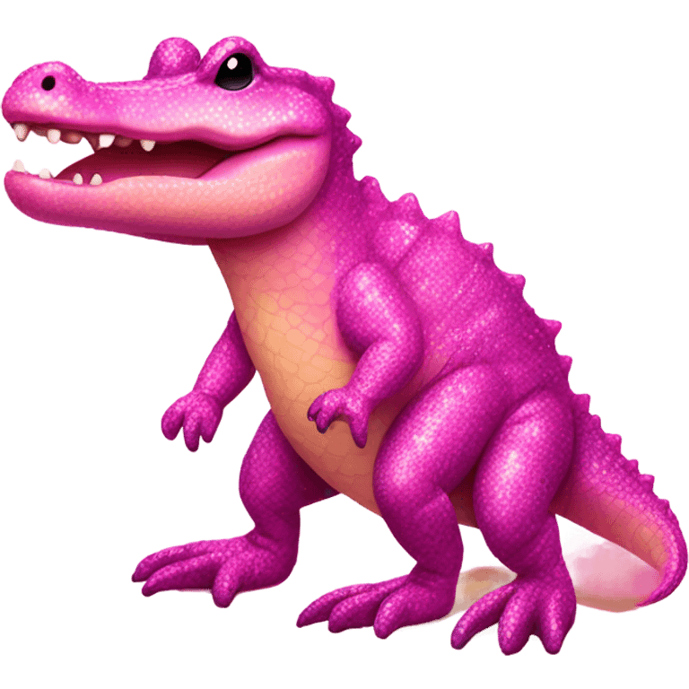 Pink ombre full body gator with glitter emoji