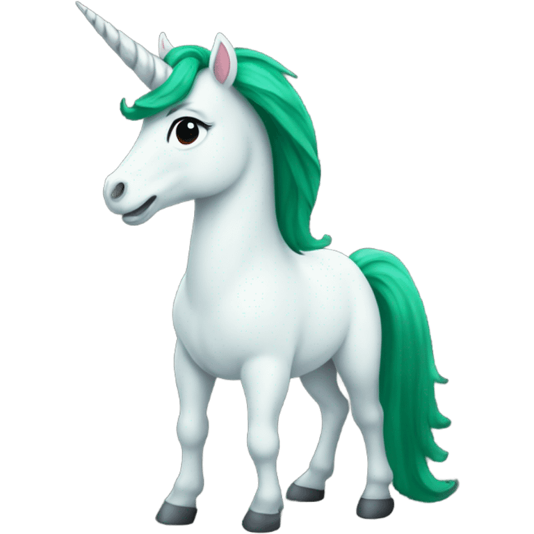 Unicorns with emerald green hair emoji