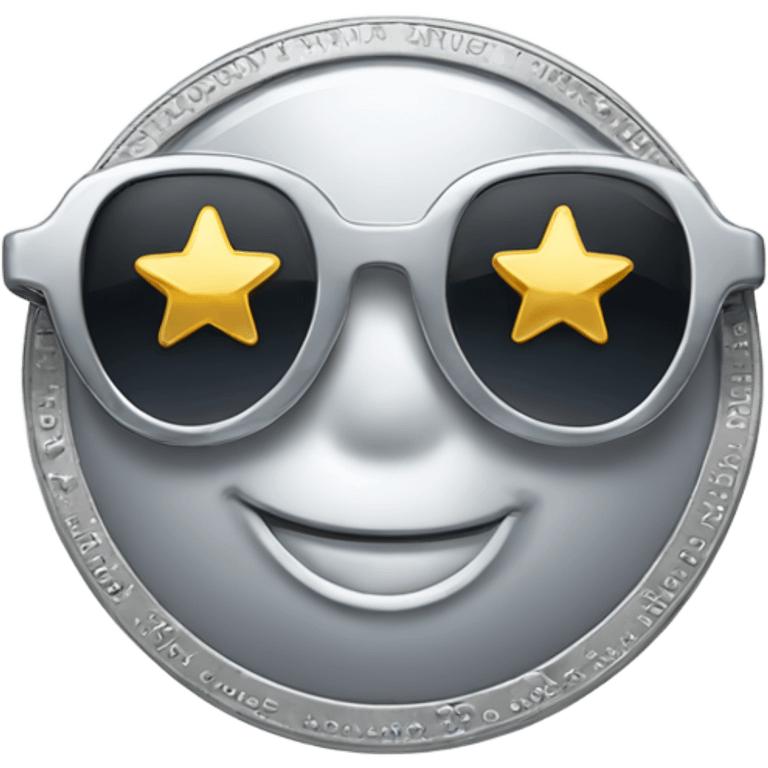 Silver Dollar Smiling with Star sunglasses  emoji