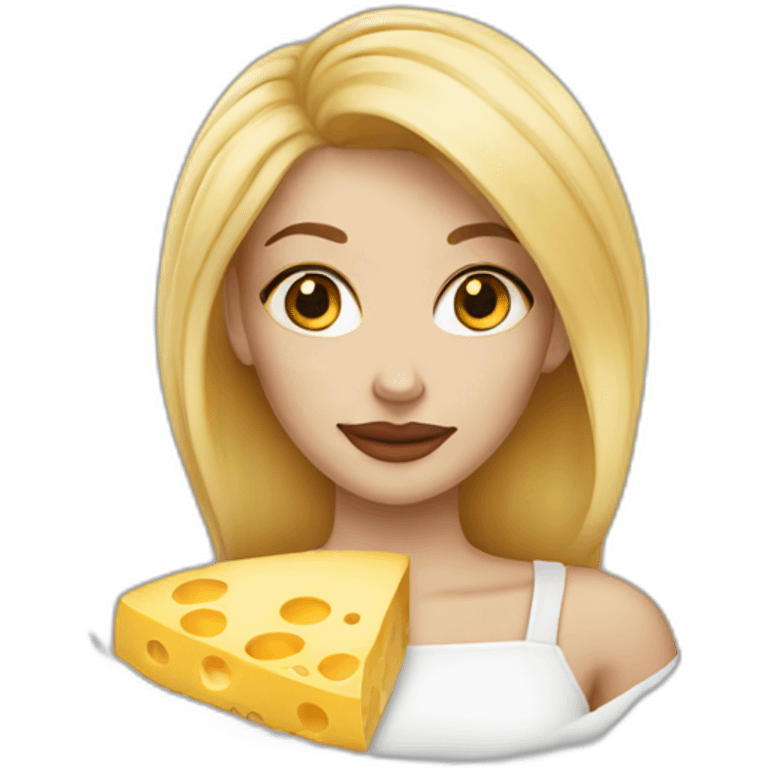 Blonde woman with cheese tattoo emoji