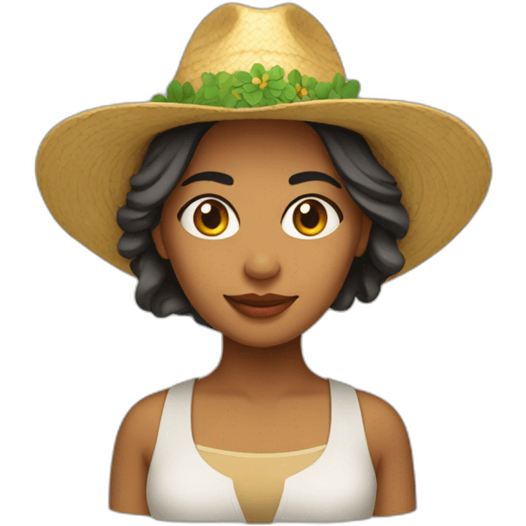 Mujer brasileña con sombrero emoji