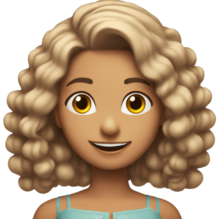 Chica morena con diadema en el pelo y sonriendo  emoji